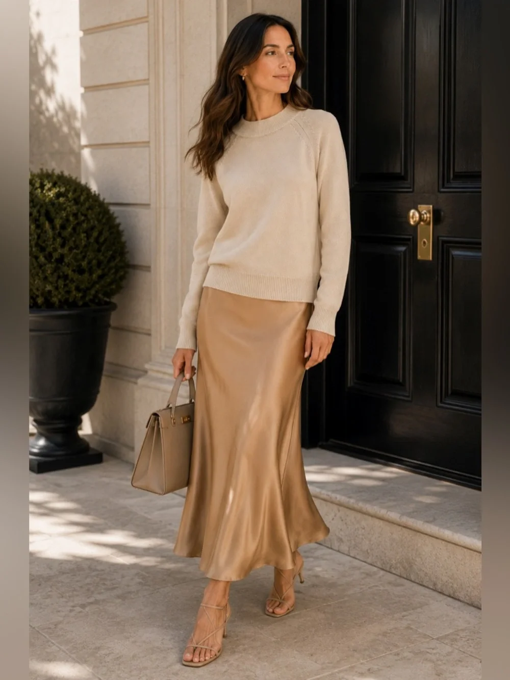 Quince 100% Organic Cotton Mock Neck Sweater Tan Beige Size Medium